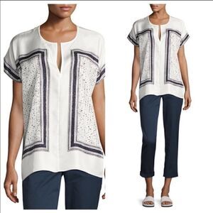 NWT Vince Scarf Silk Print Oversized Blouse Small